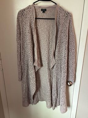 Torrid taupe pointelle knit cardigan